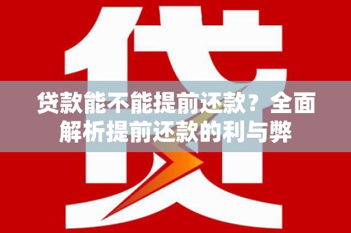路环岛贷款能不能提前还款？全面解析提前还款的利与弊