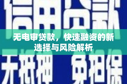 路环岛无电审贷款，快速融资的新选择与风险解析