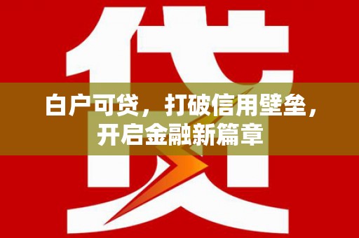 路环岛白户可贷，打破信用壁垒，开启金融新篇章