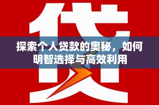 路环岛探索个人贷款的奥秘，如何明智选择与高效利用