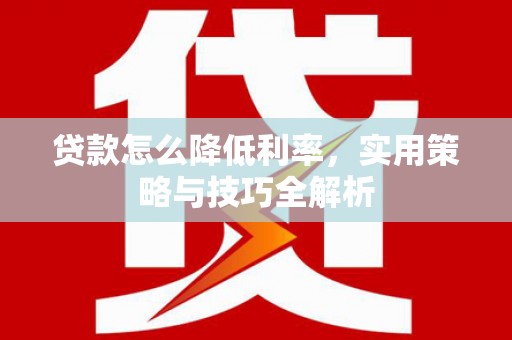 路环岛贷款怎么降低利率，实用策略与技巧全解析