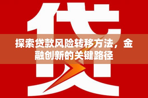 路环岛探索贷款风险转移方法，金融创新的关键路径